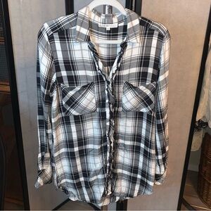 Cleo Ruffle Plaid Shirt button front